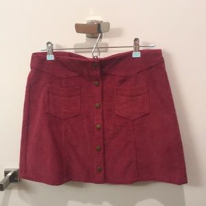 Corduroy button up red skirt